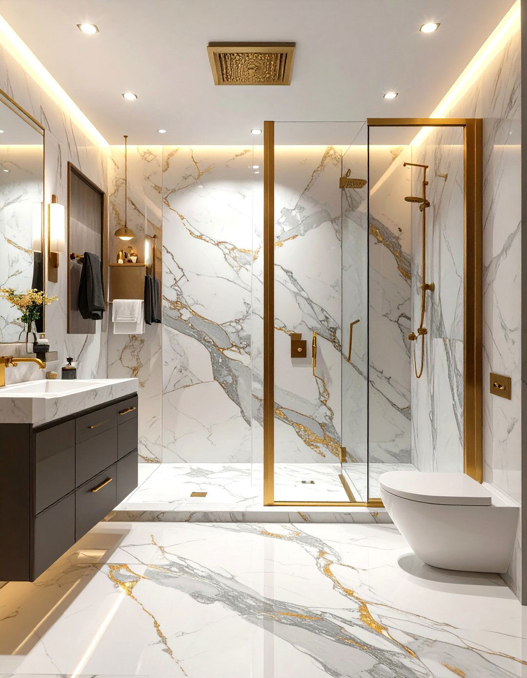 Seamless Marble Slab Shower Surround - 30 shower surround ideas