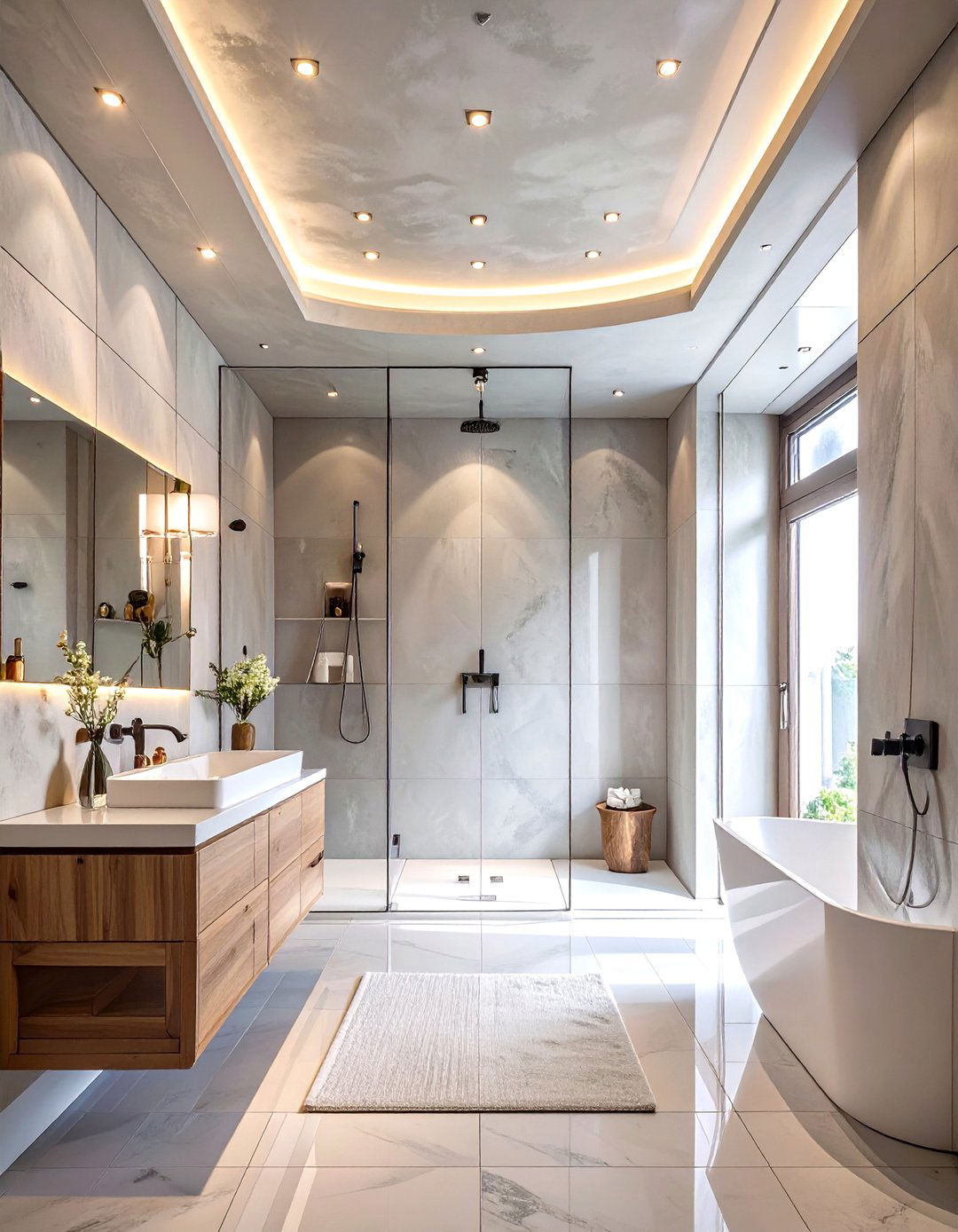 Seamless Microcement Shower Ceiling - 30 shower ceiling ideas