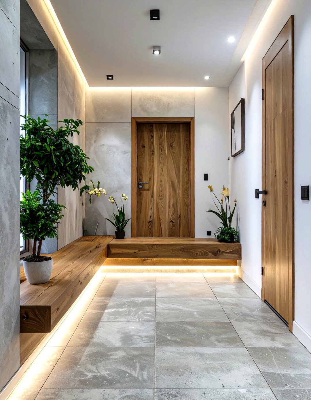 Seamless Microcement Style Tile - 30 modern entryway tile ideas