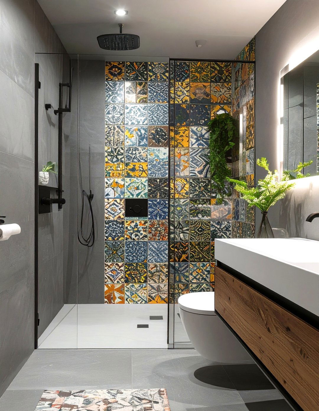 Seamless Microcement and Tile Bathroom - 30 bathroom wall tile ideas
