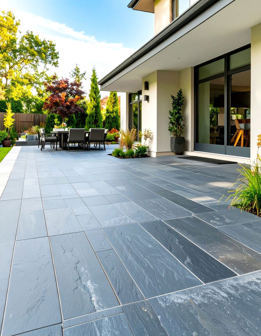 Seamless Slate Texture Stamped Concrete Patio - 30 stamped concrete patio ideas