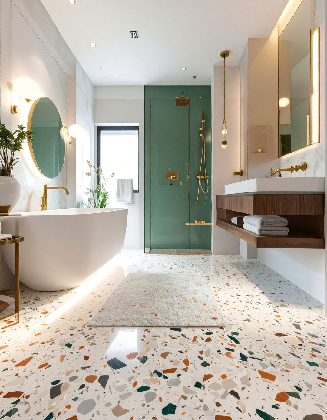 Seamless Terrazzo Bathroom Flooring - 30 bathroom flooring ideas
