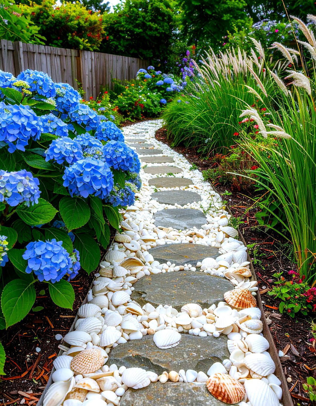 Seashell Border Edging - 30 landscaping edging ideas