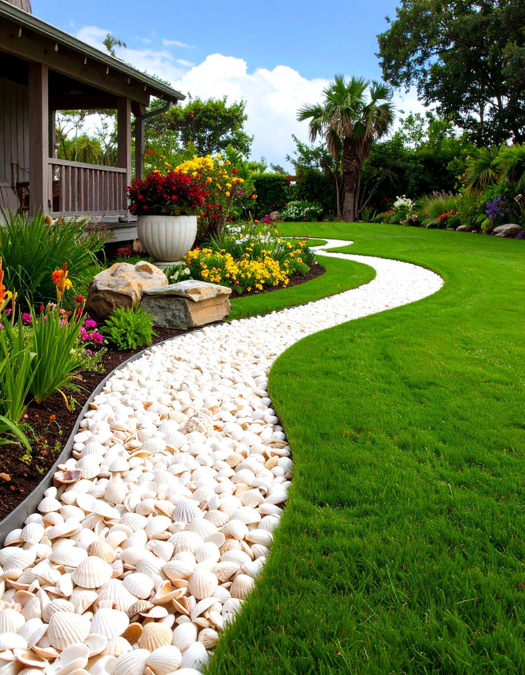 Seashell Border Lawn Edging - 30 lawn edging ideas
