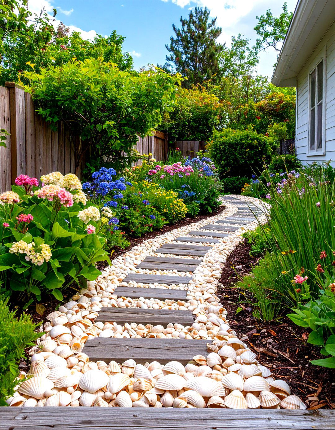 Seashell Lined Coastal Border - 30 landscaping border ideas