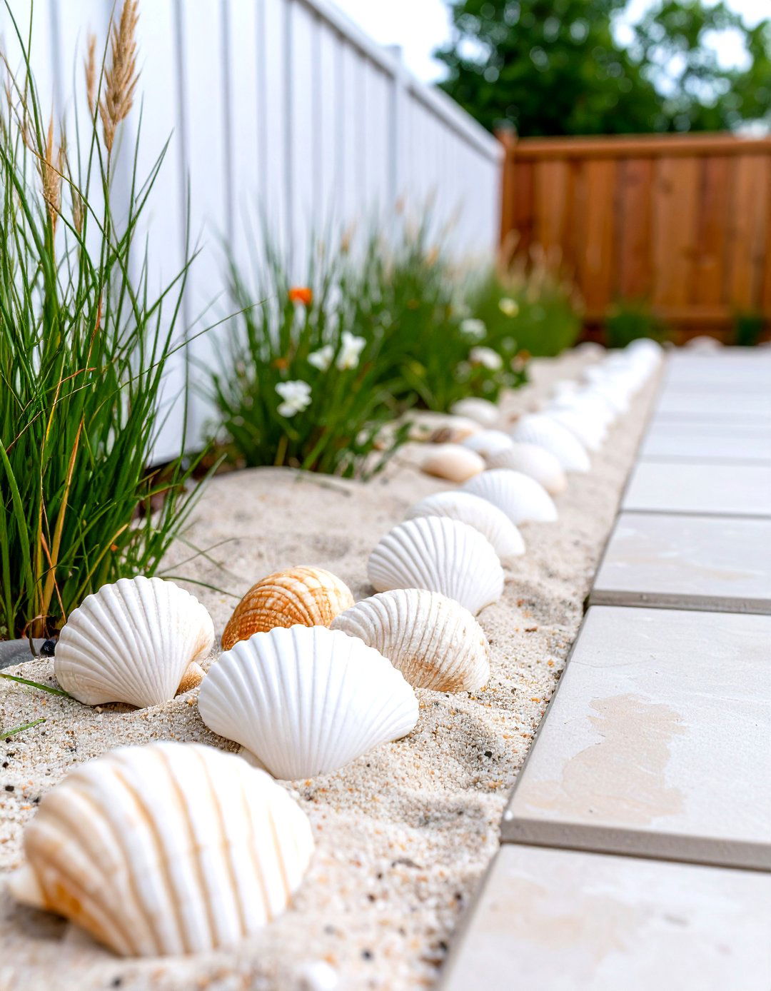 Seashell Patio Border - 30 patio border ideas