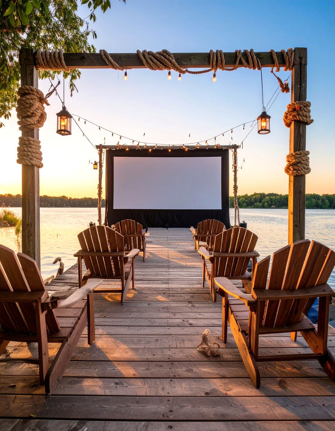 Seaside Dock Cinema - 30 backyard movie night ideas