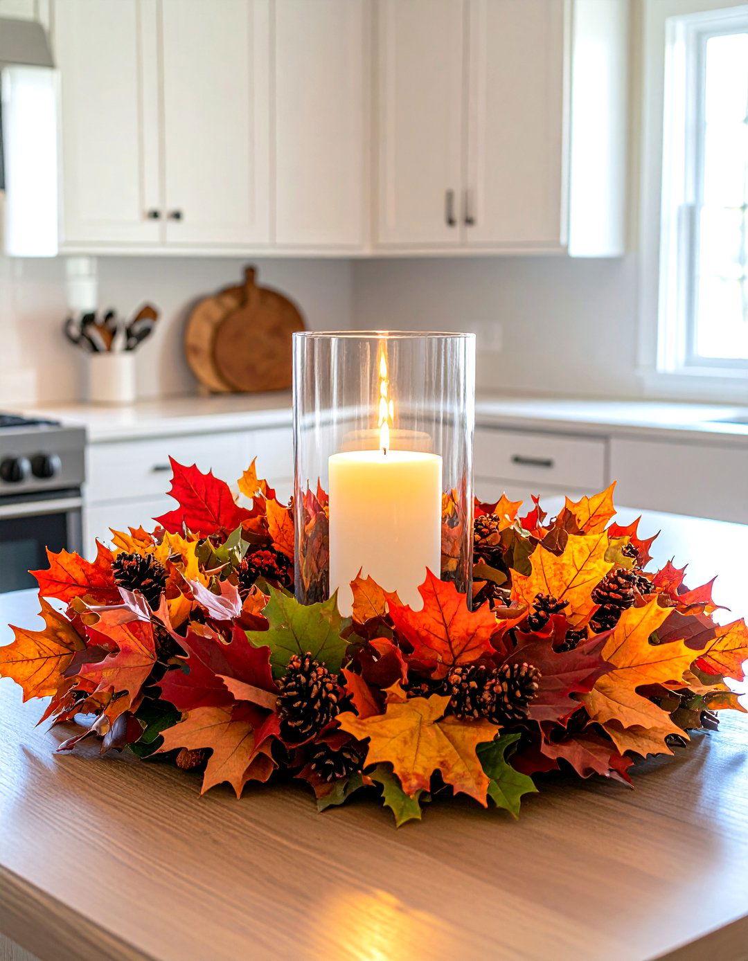 Seasonal Wreath Centerpiece - 30 kitchen table centerpiece ideas