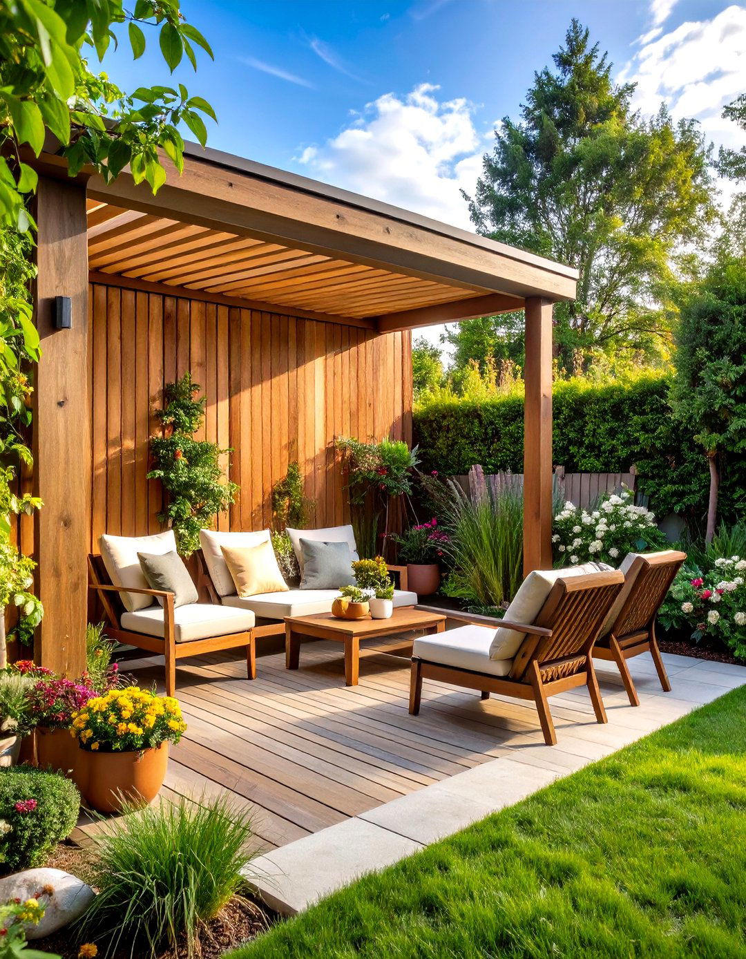 Secluded Patio with Privacy Screens - 30 patio landscape ideas