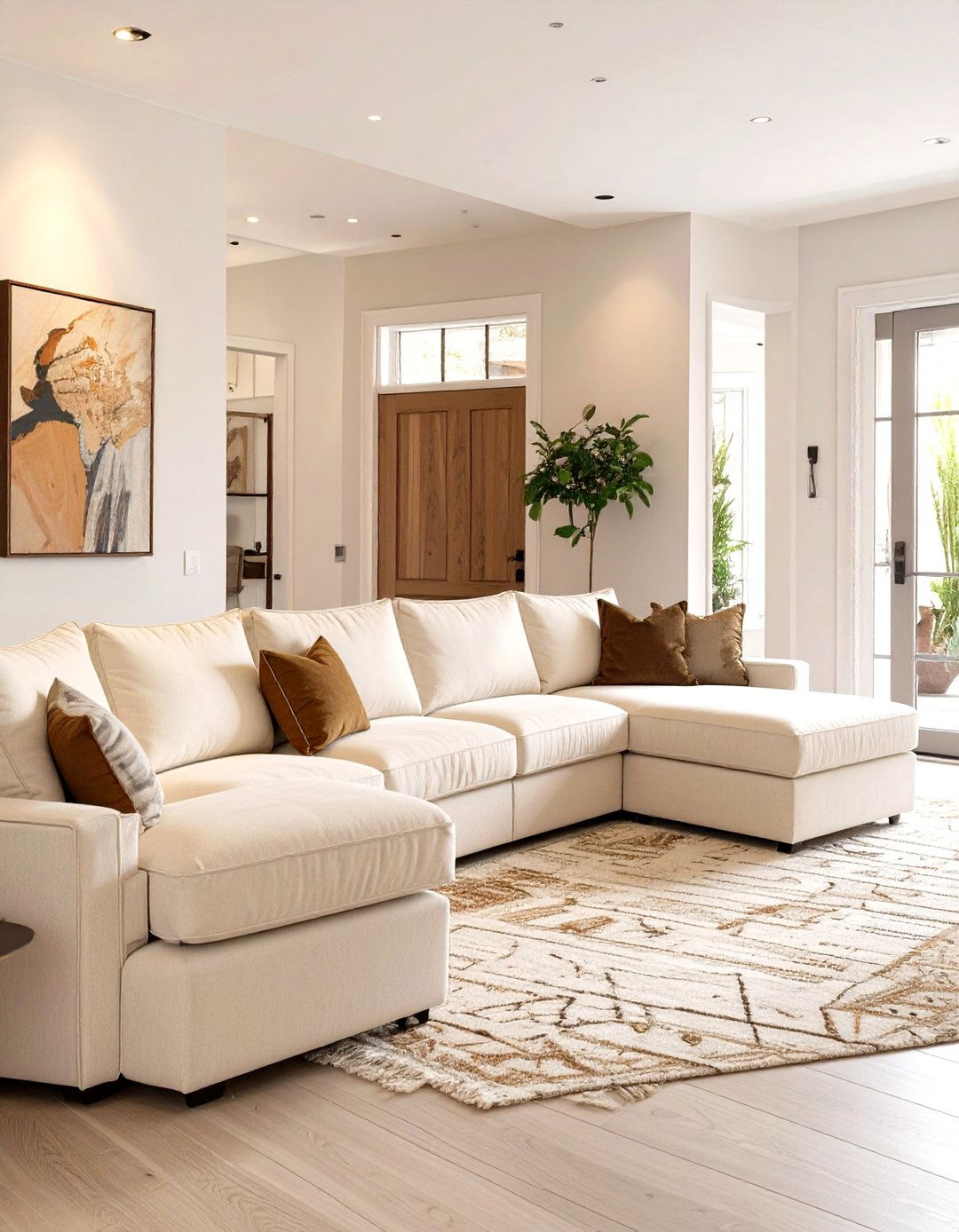 Sectional Facing an Entryway - 30 small living room sectional layout ideas