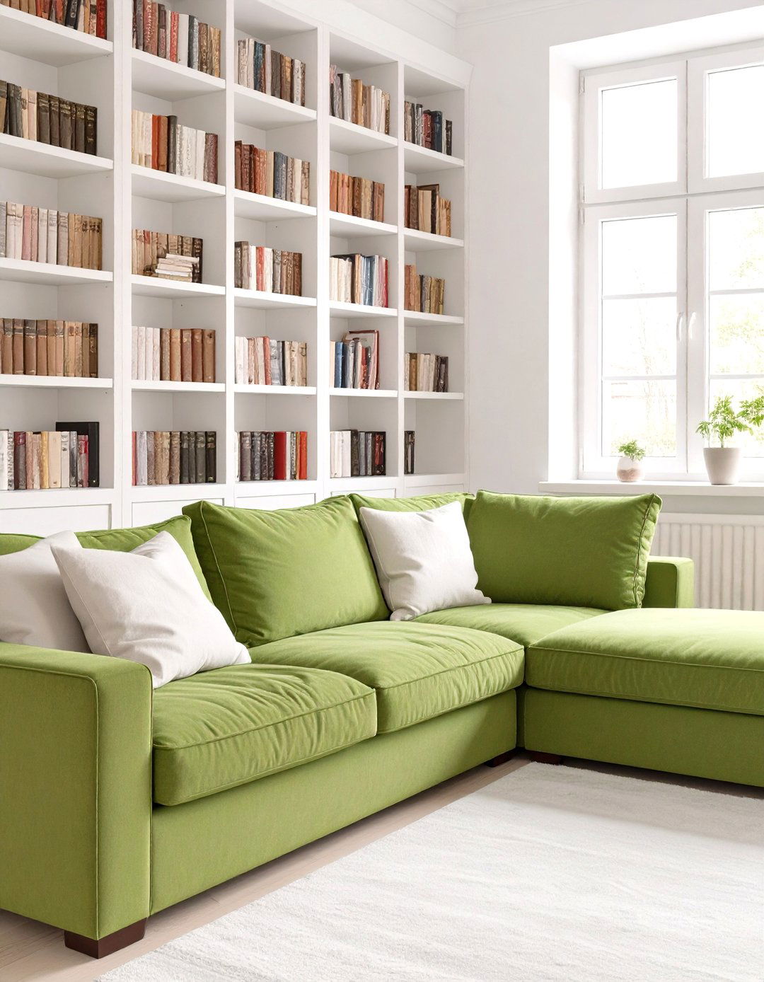 Sectional Next to a Bookshelf - 30 small living room sectional layout ideas