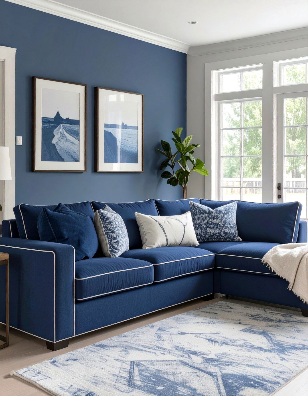Sectional with Contrasting Piping - 30 sectional living room ideas