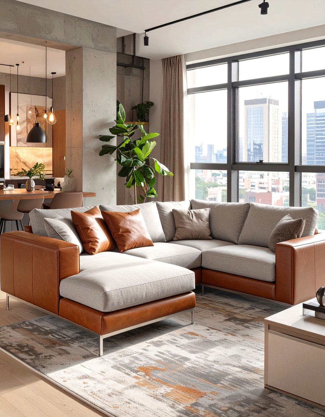 Sectional with Mixed Materials - 30 sectional living room ideas