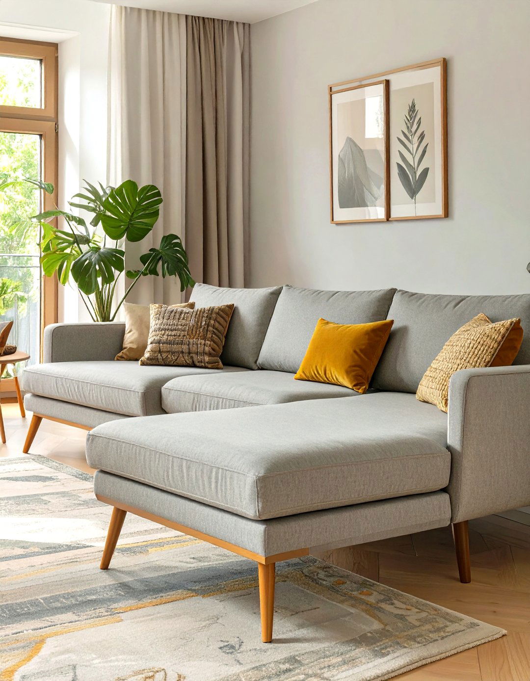Sectional with Tapered Wooden Legs - 30 sectional living room ideas