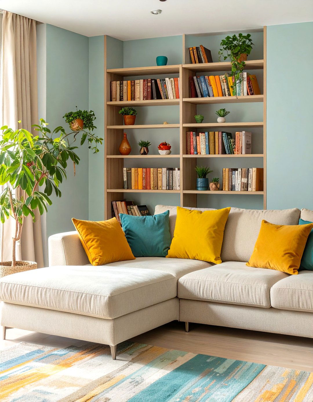 Sectional with an Integrated Bookshelf - 30 sectional living room ideas