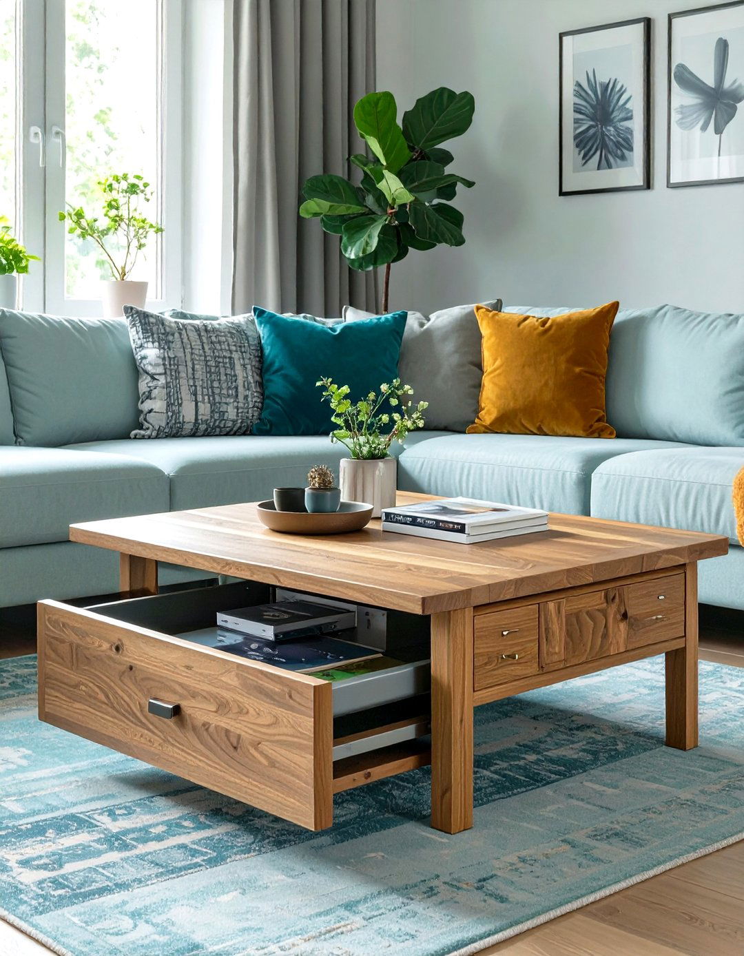 Select a Coffee Table with Storage - 30 small warm and cozy living room ideas