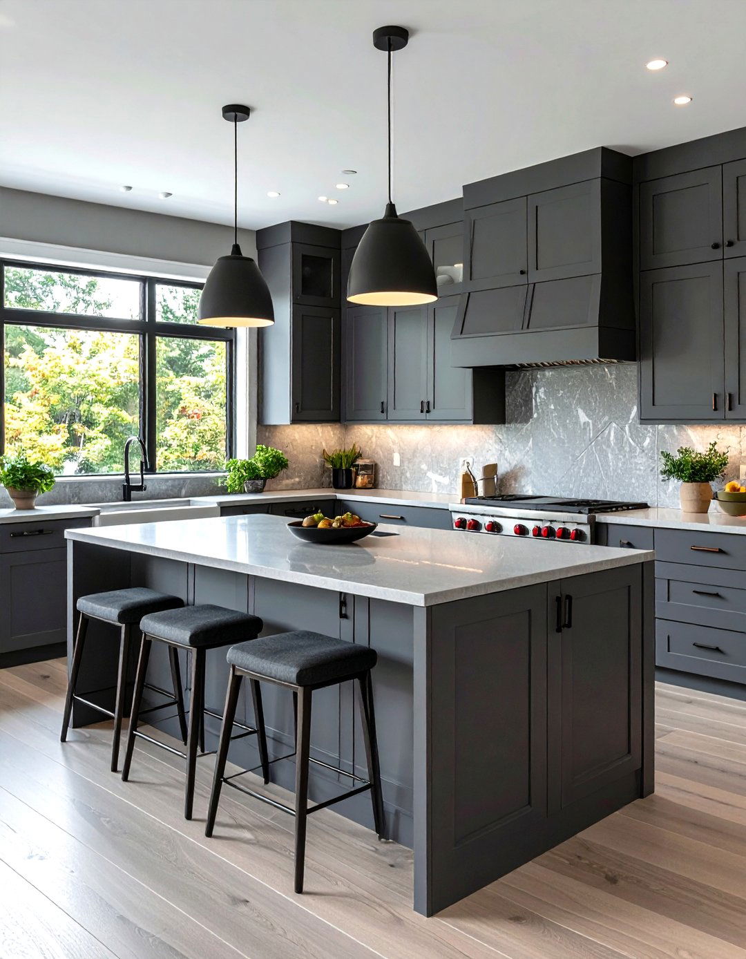 Serene All Gray Monochromatic Kitchen - 30 gray kitchen cabinets ideas