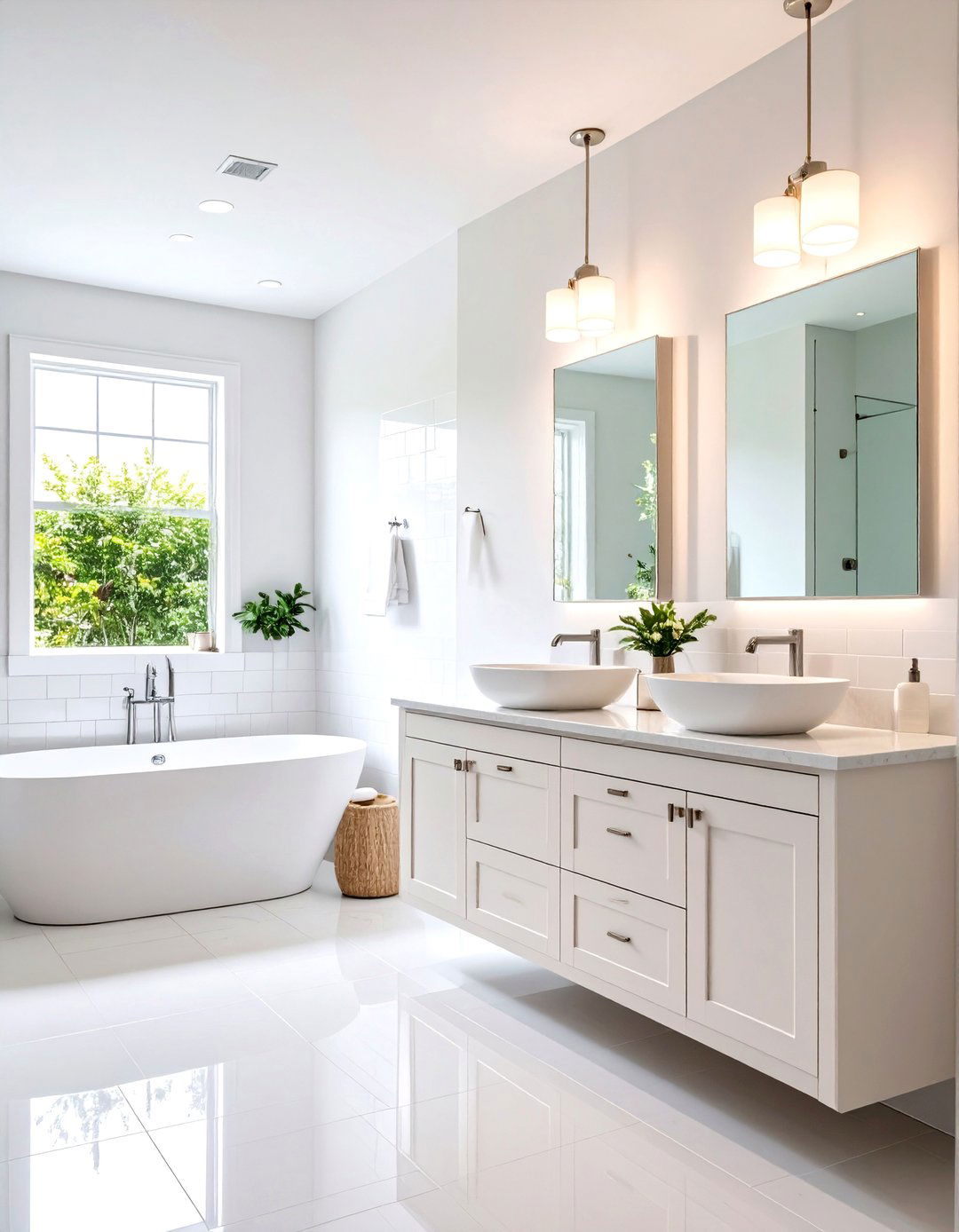 Serene All White Bathroom - 30 3d bathroom design ideas
