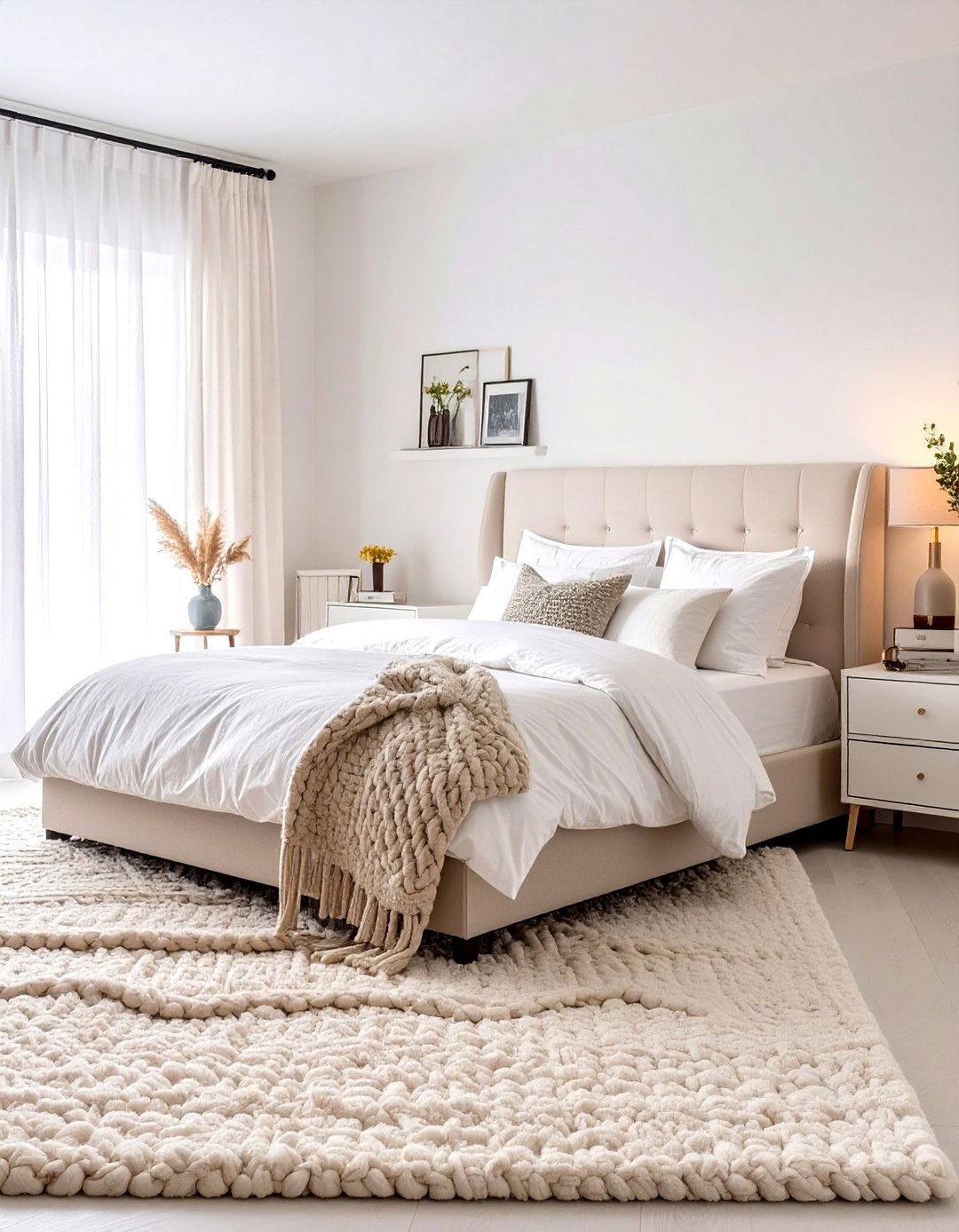 Serene All White Bedroom Haven - 30 monochromatic interior design ideas