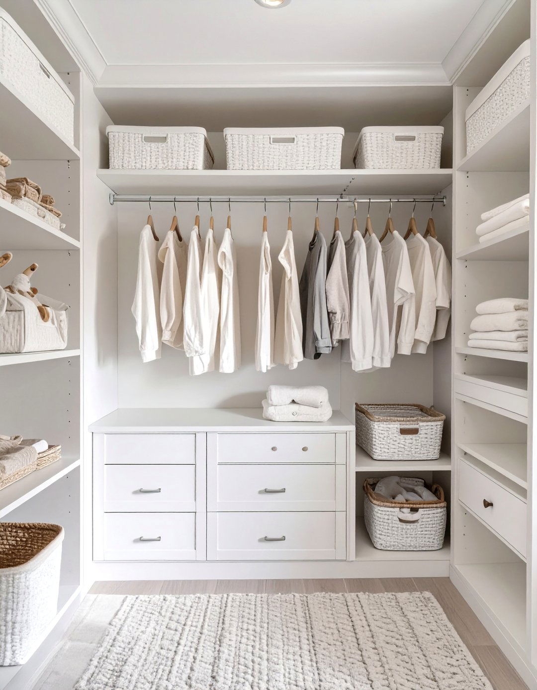 Serene All White Closet Design - 30 baby closet ideas