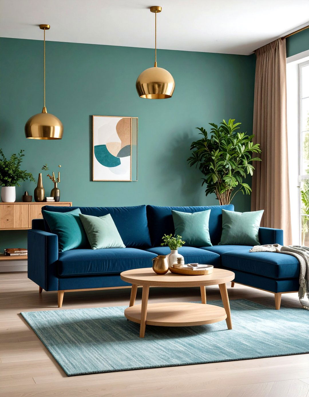 Serene Analogous Blue and Green Sanctuary - 30 interior design color wheel ideas