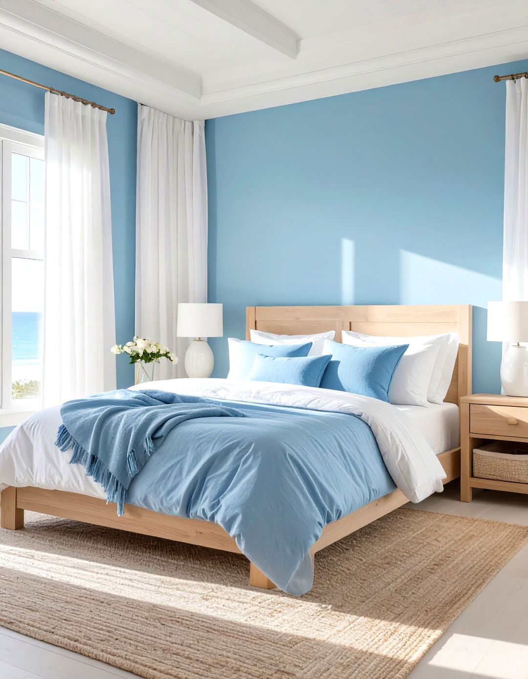Serene Blue and White Coastal Bedroom - 30 modern coastal interior design ideas