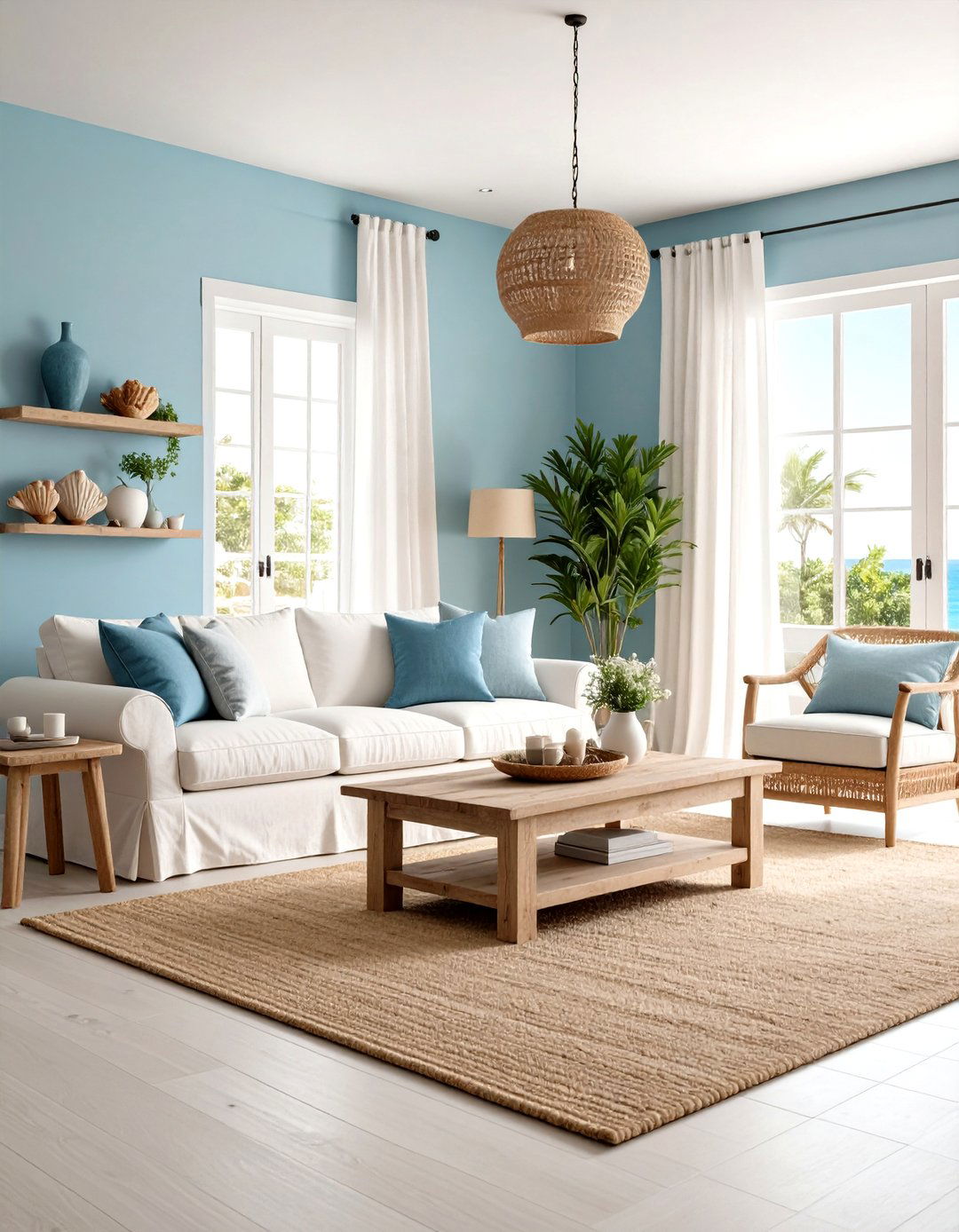Serene Coastal Blues and Whites - 30 interior design color palette ideas
