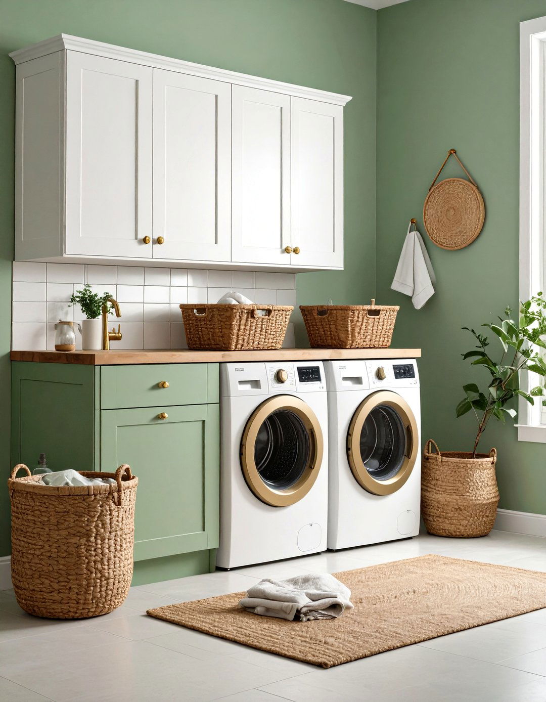 Serene Sage Green Laundry Room - 30 laundry room paint ideas