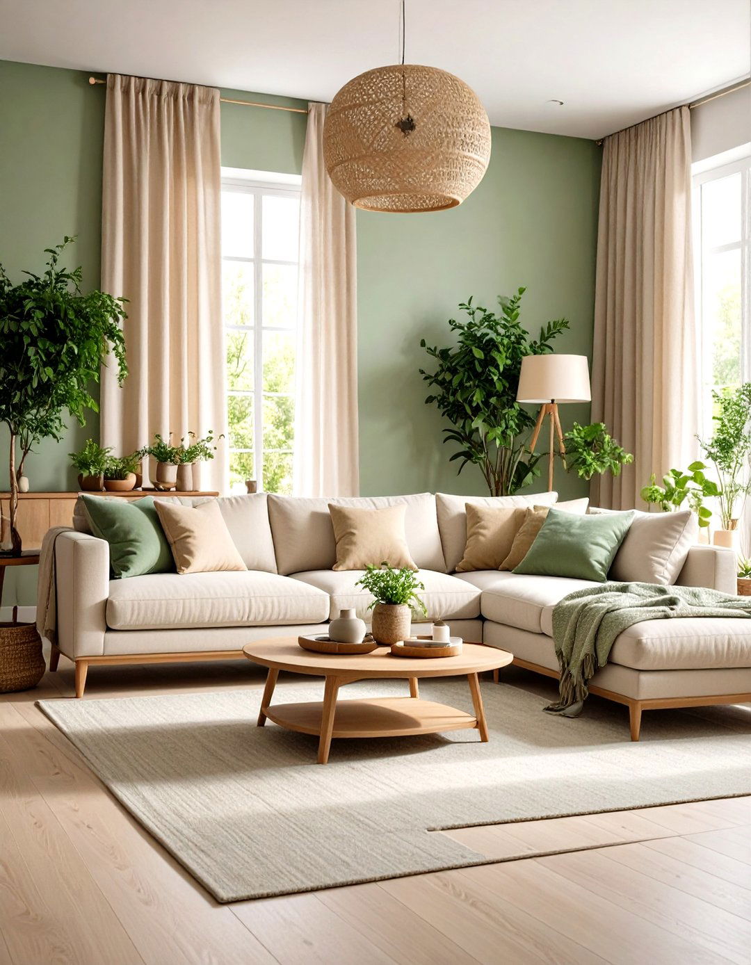 Serene Sage Green Living Room - 30 living room paint color ideas