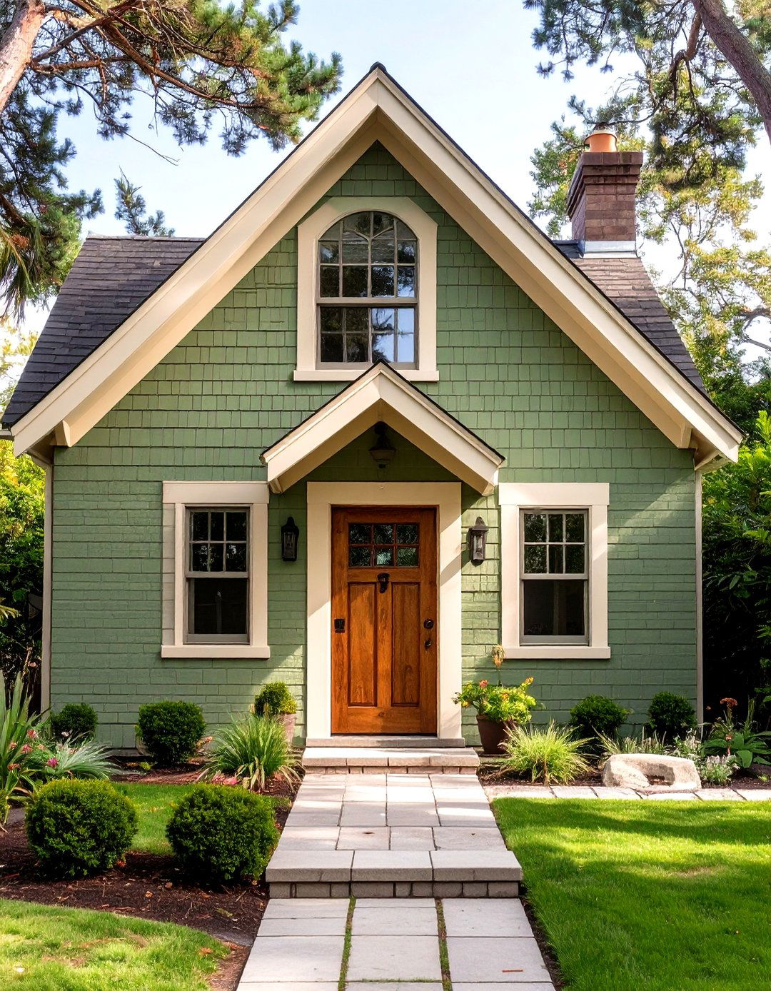 Serene Sage Green Painted Brick - 30 house exterior brick paint color ideas