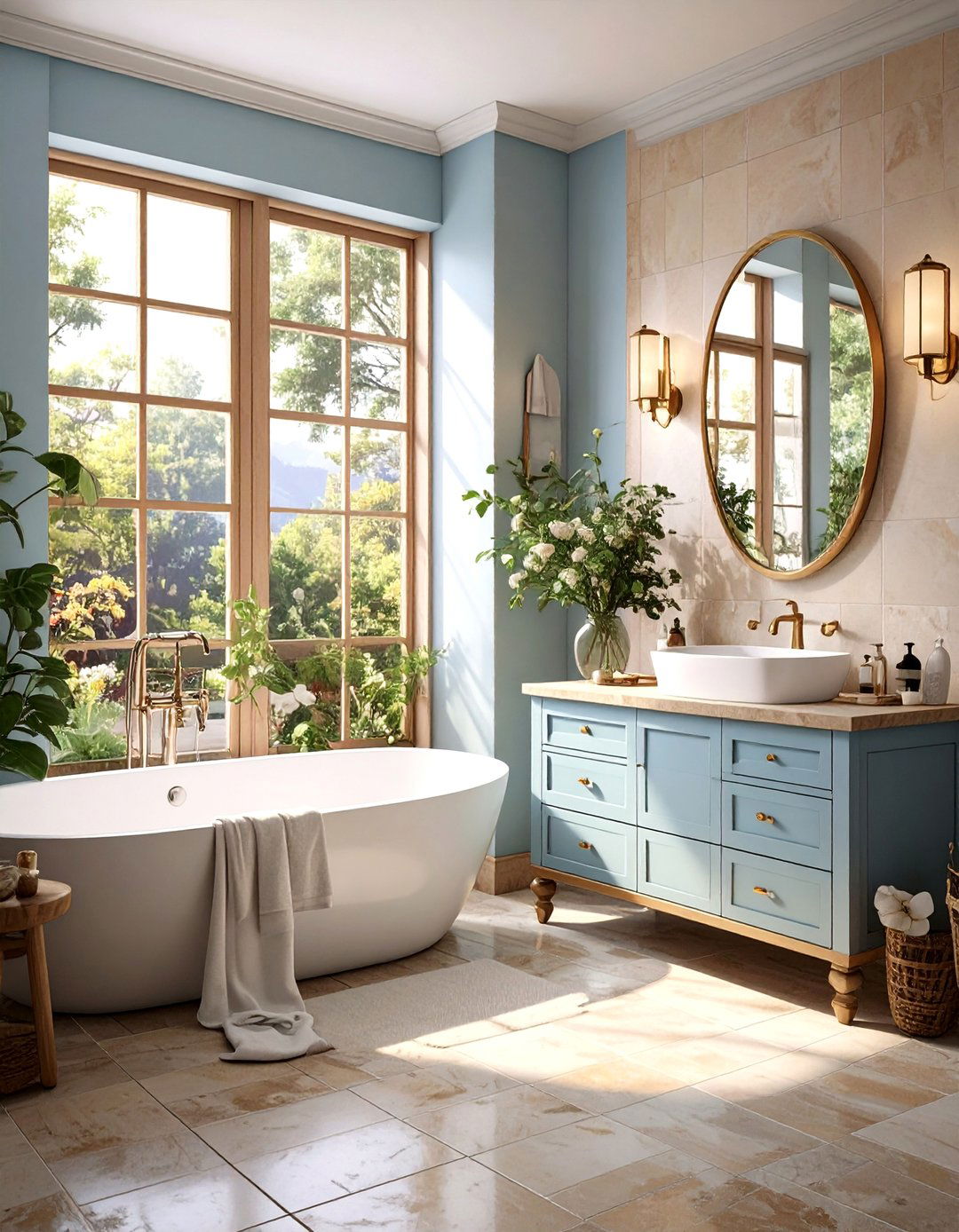 Serene Sanctuary with Dusty Blue and Greige - 30 blue and gray bathroom ideas