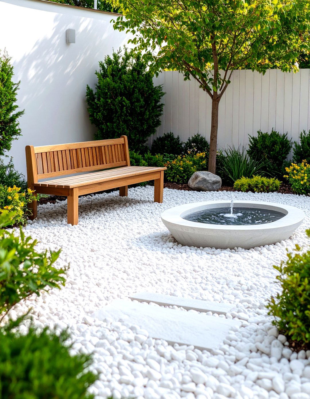 Serene White Gravel Meditation Space - 30 gravel landscaping ideas