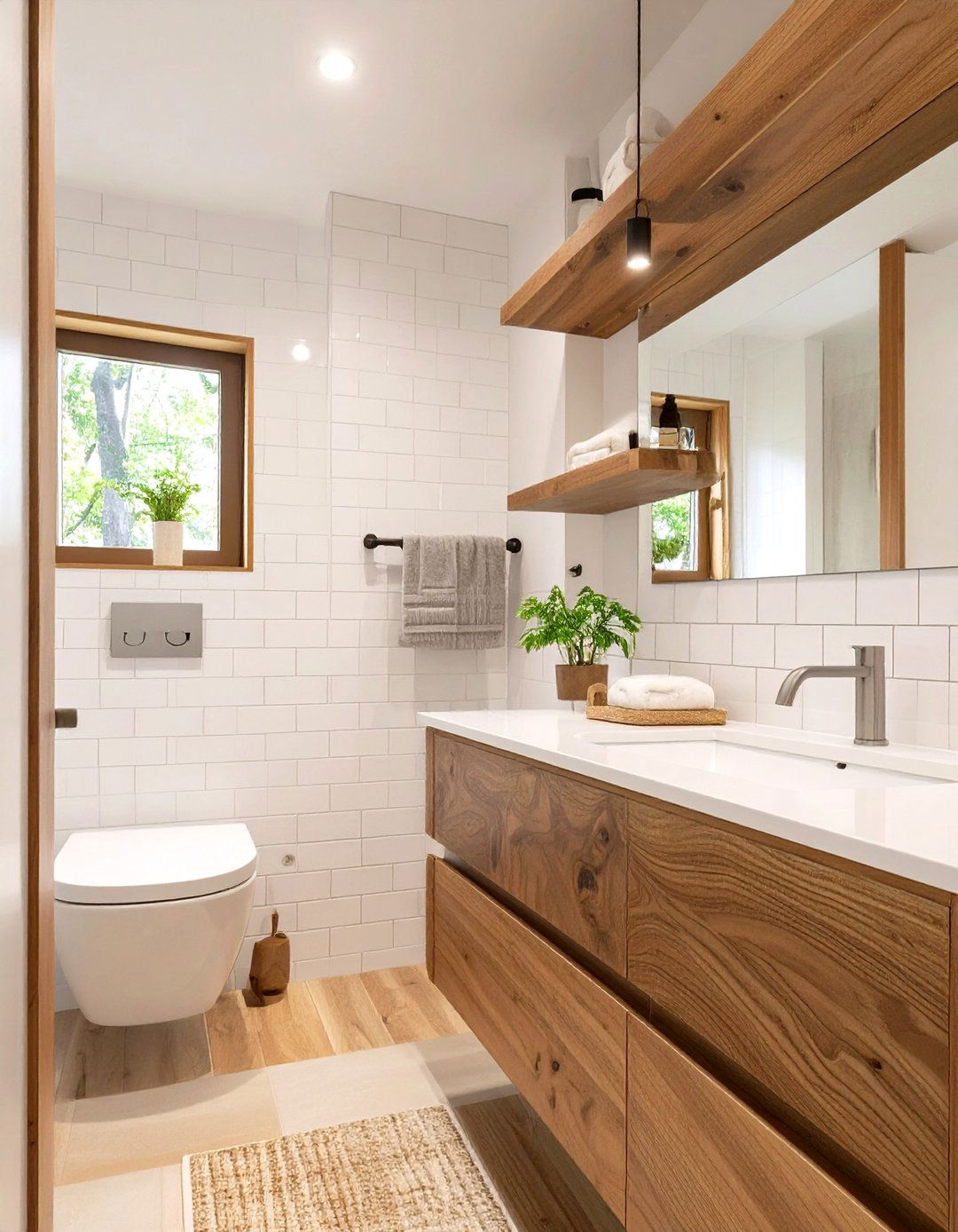 Serene White and Wood Bathroom - 30 japanese bathroom design ideas