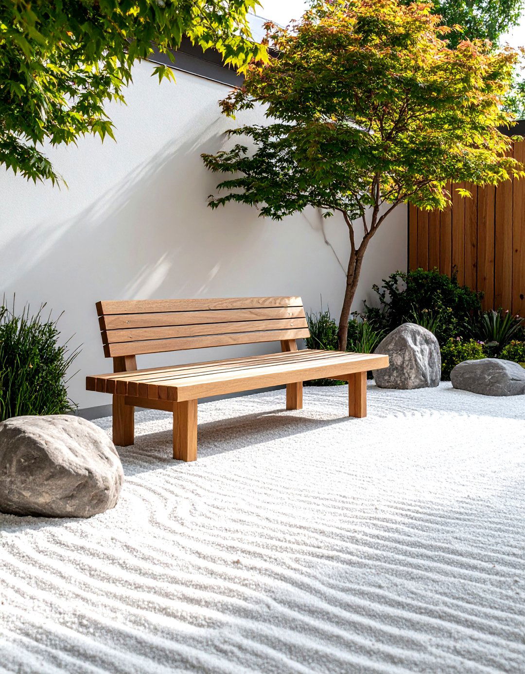Serene Zen Garden Bench - 30 outdoor sitting area ideas