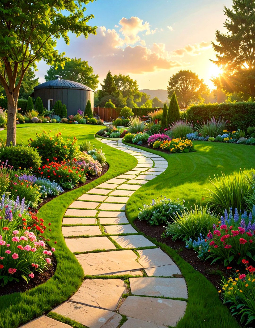 Serpentine Pathway Around the Septic Field - 30 septic tank landscaping ideas