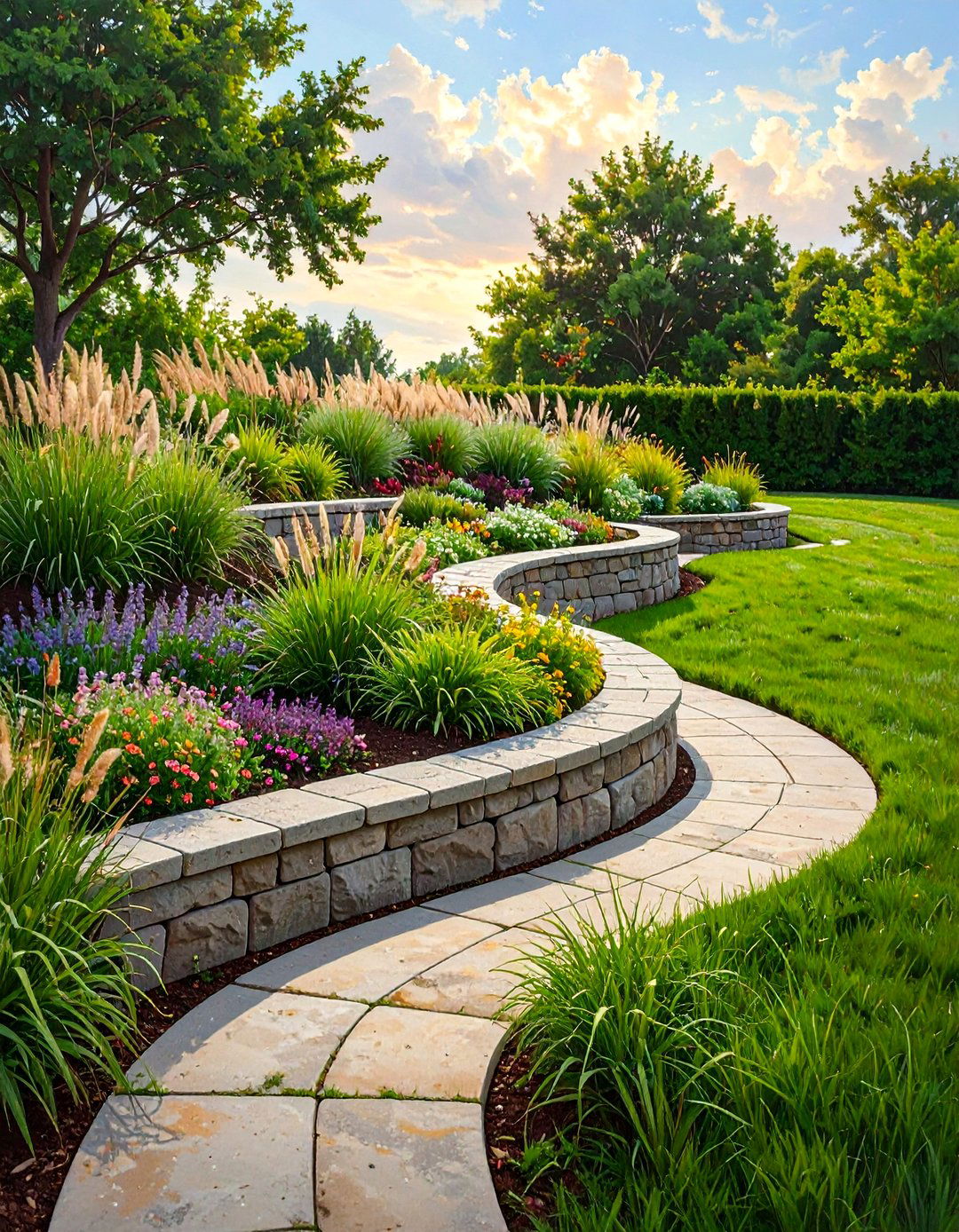Serpentine Retaining Wall Design - 30 backyard retaining wall ideas