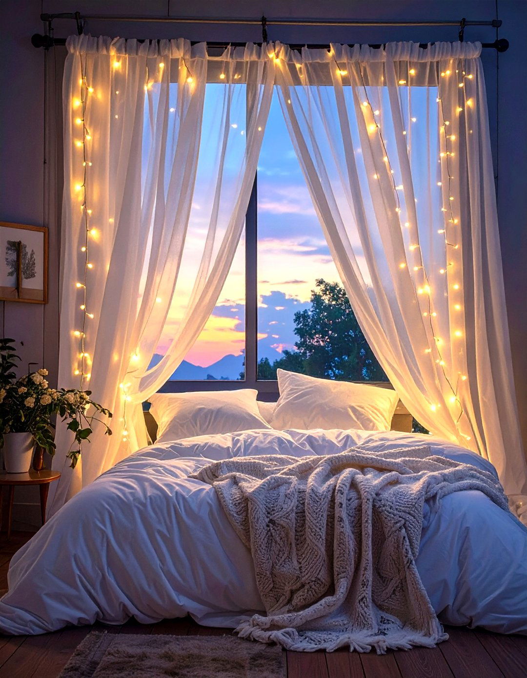 Set the Mood with String Lights - 30 simple bedroom decorating ideas