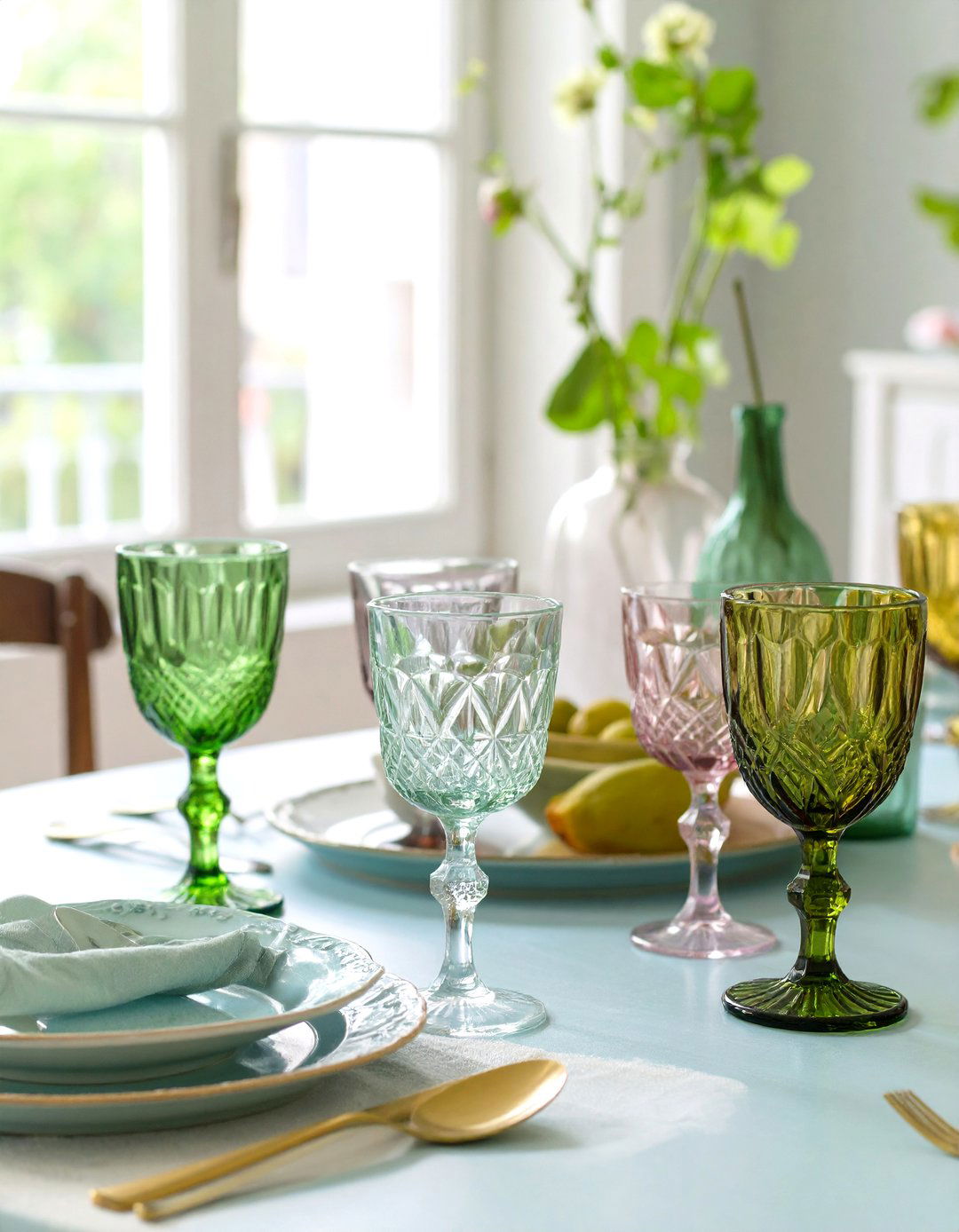 Setting a Table with Vintage Glassware - 30 vintage interior design ideas