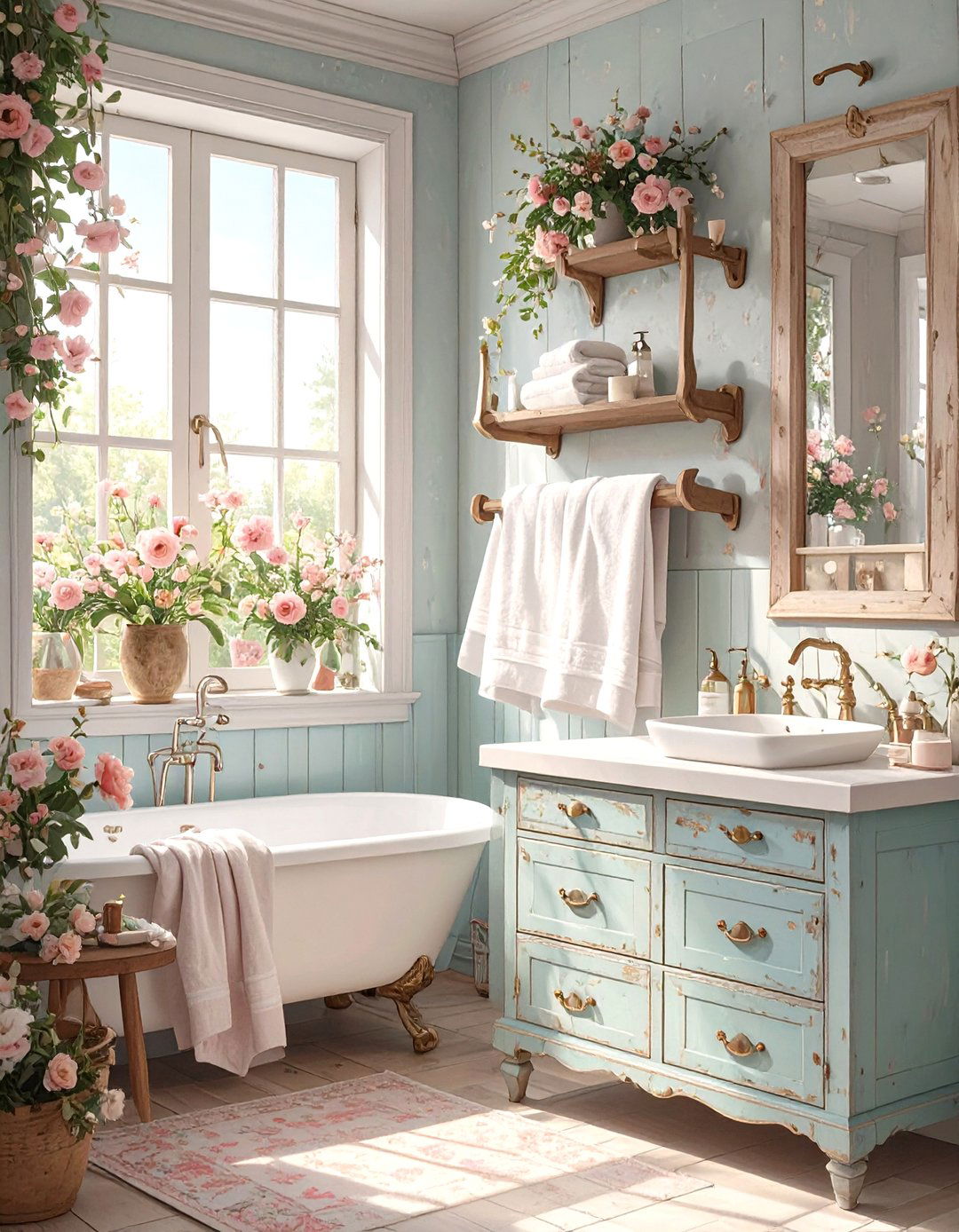 Shabby Chic Bathroom Distressed Wall Rack - 30 bathroom towel holder ideas