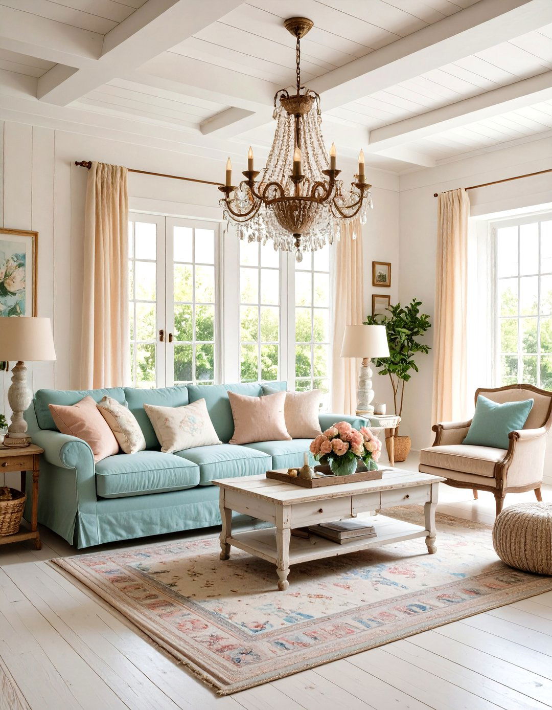 Shabby Chic Distressed living room ceiling lighting - 30 living room ceiling lighting ideas