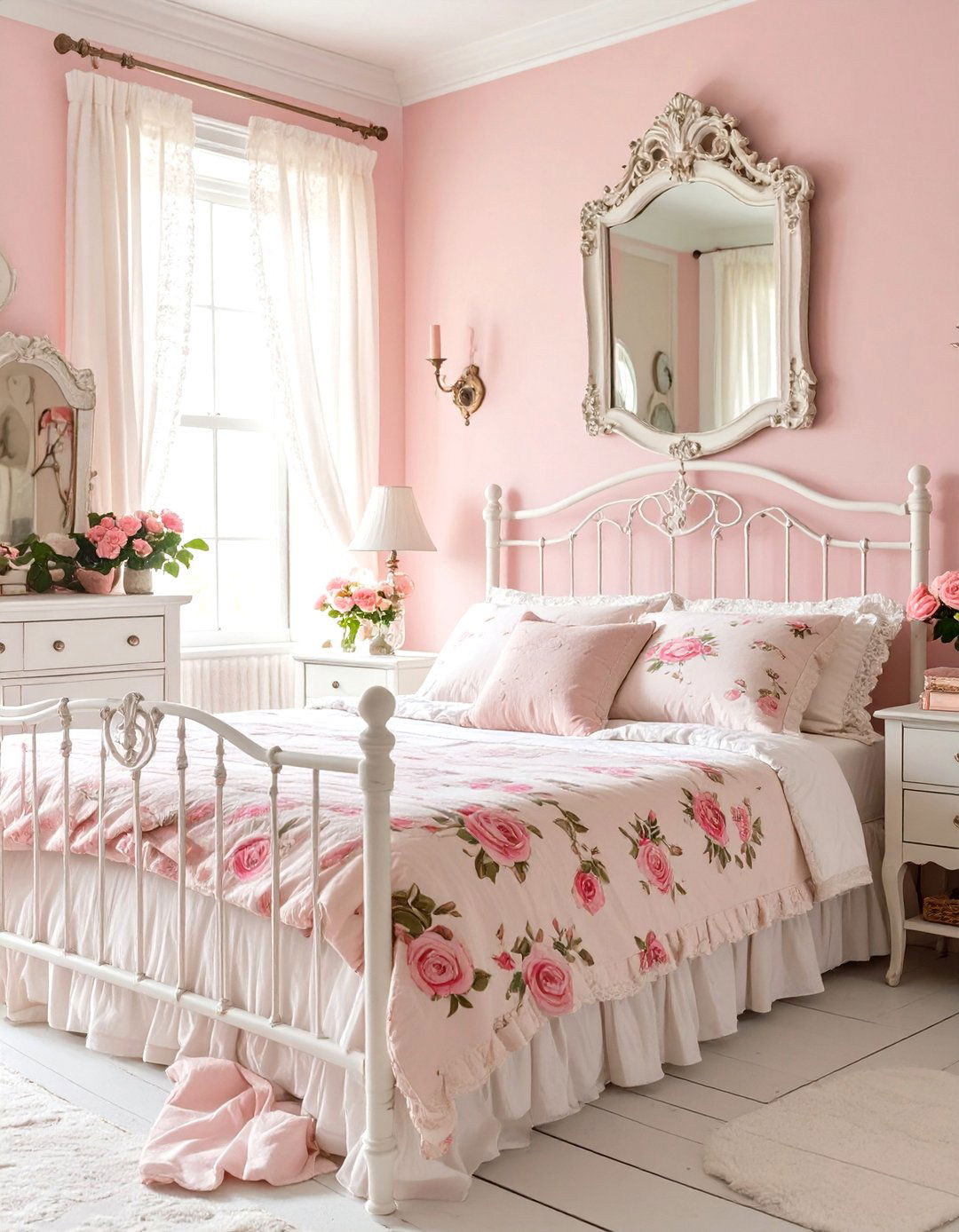 Shabby Chic Lace and Roses Bedroom - 30 luxury pink girl bedroom design ideas