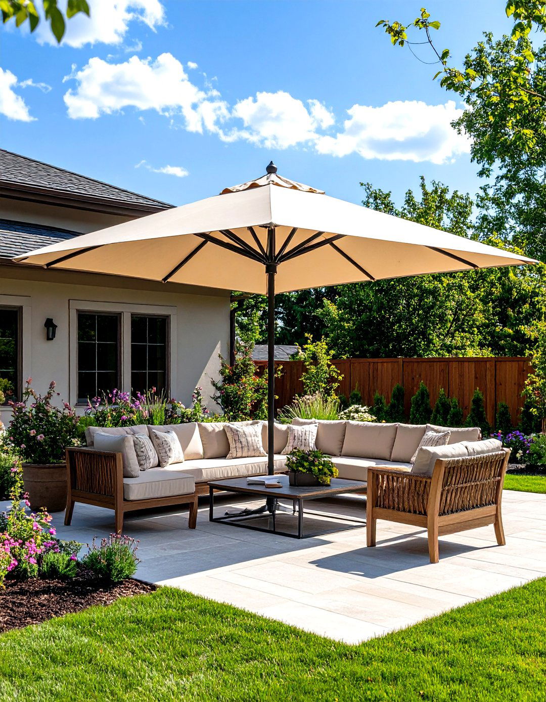 Shade from a Large Cantilever Parasol - 30 patio sun shade ideas