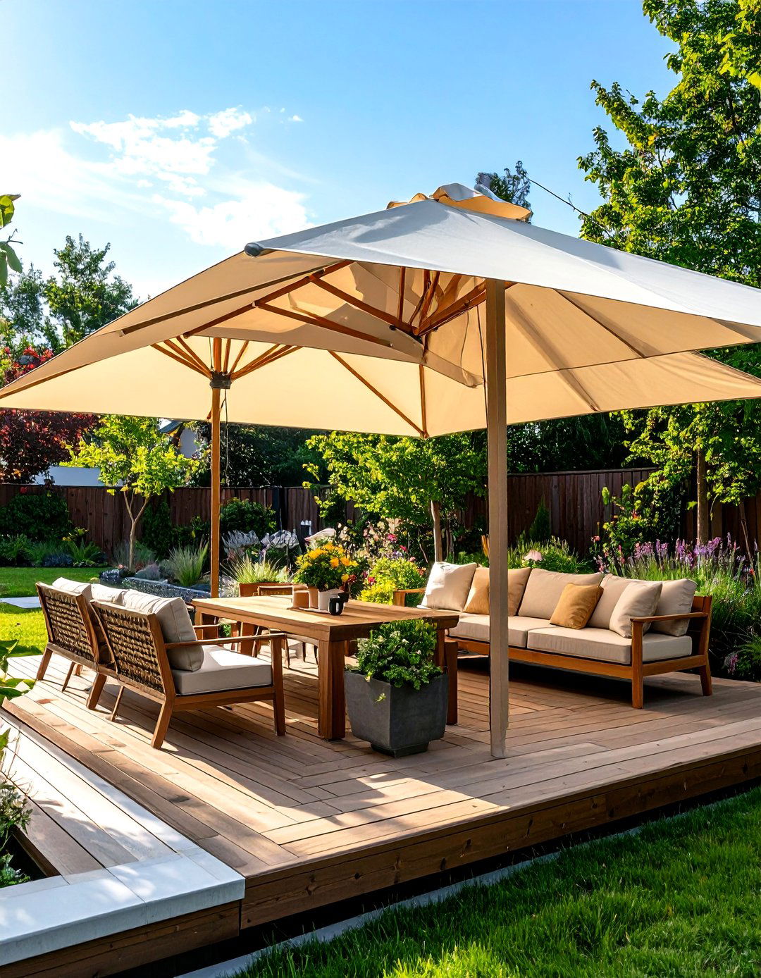 Shaded Patio Deck with a Sail Canopy - 30 patio deck ideas