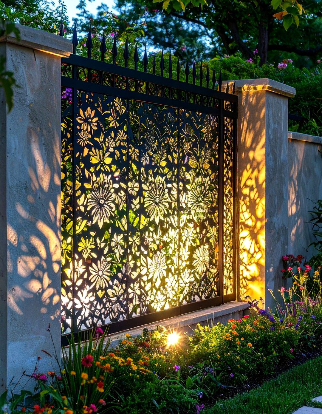 Shadow Casting Fence Lighting - 30 outdoor fence lighting ideas