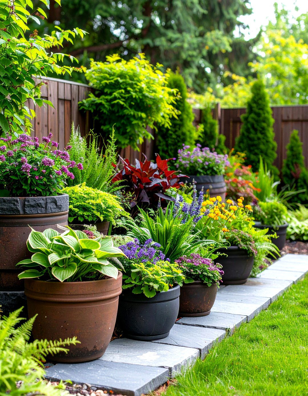 Shady Woodland Retreat Garden - 30 front yard container garden ideas