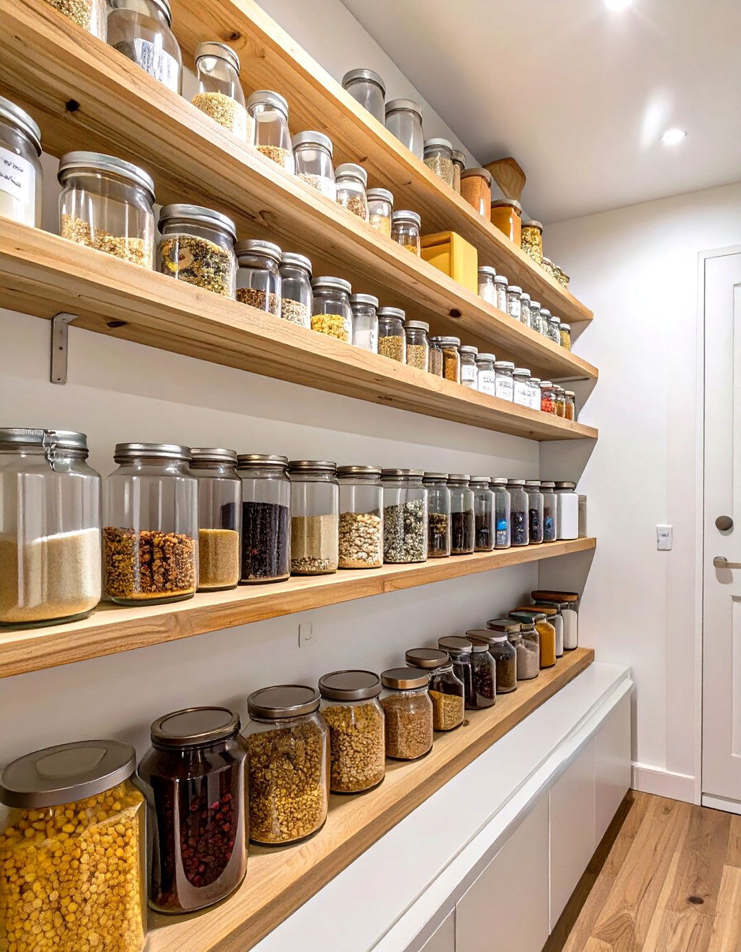 Shallow Shelving for Small Items - 30 small walk-in pantry ideas