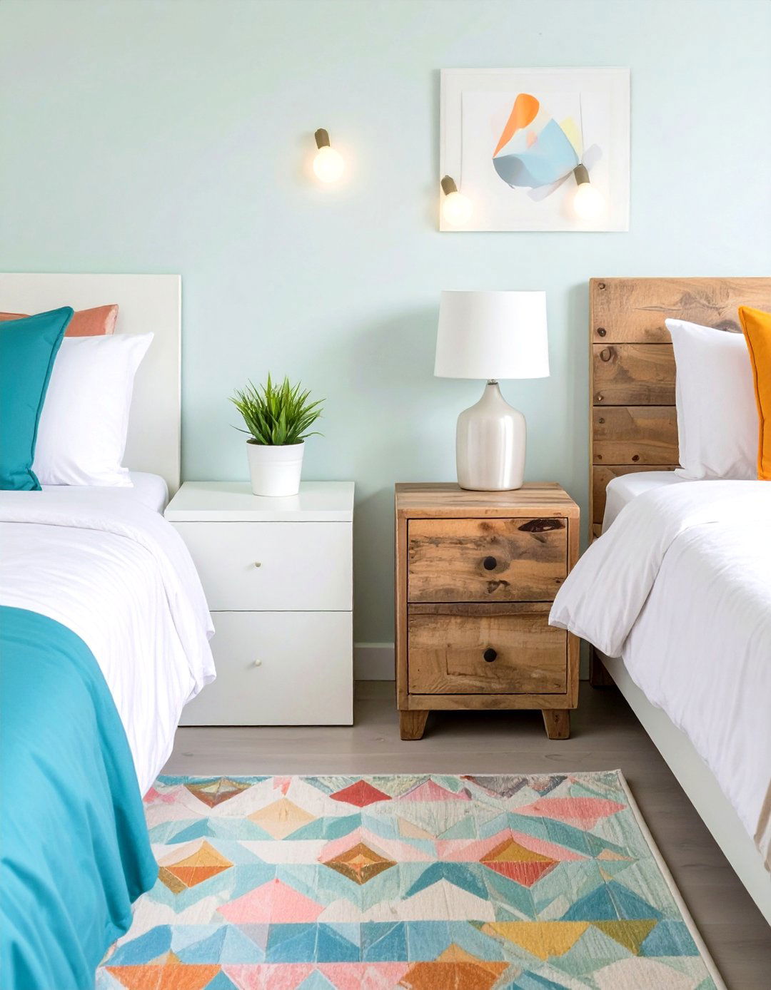 Shared Bedroom with Individual Nightstands - 30 shared bedroom ideas