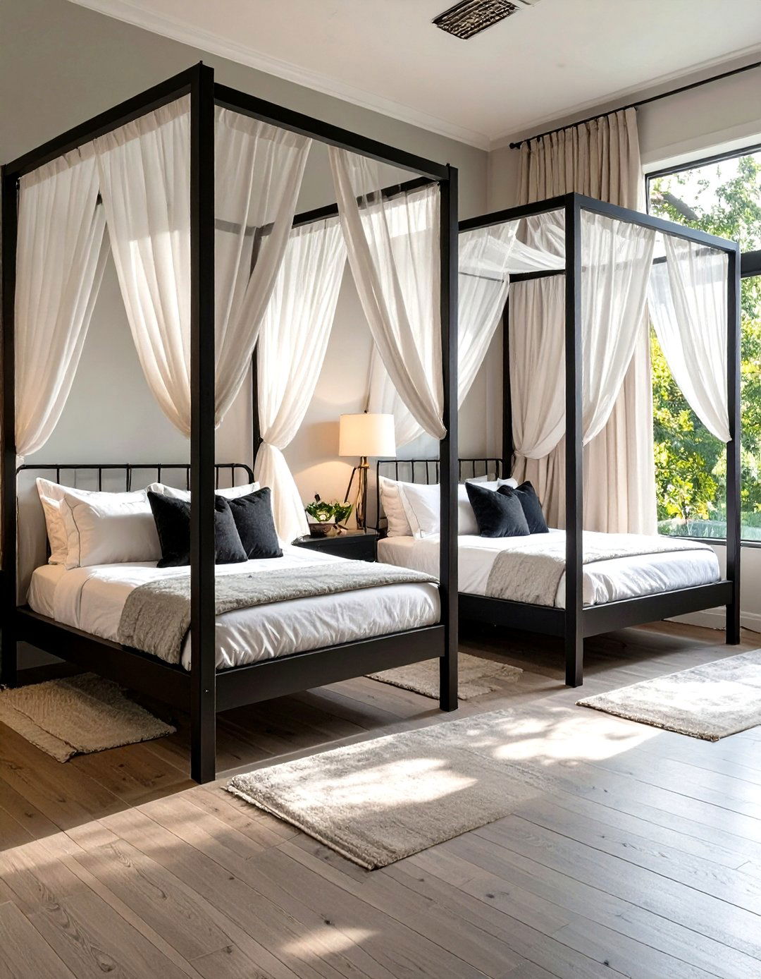 Shared Bedroom with Privacy Enhancing Canopy Beds - 30 shared bedroom ideas