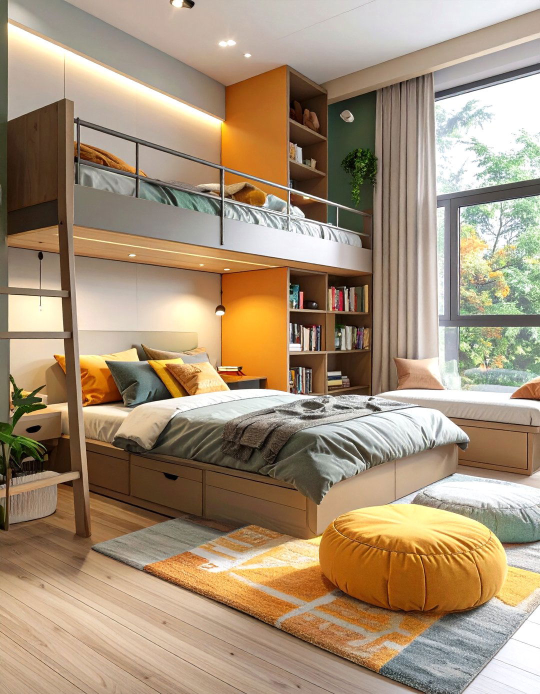 Shared Bedroom with an Asymmetrical Layout - 30 shared bedroom ideas