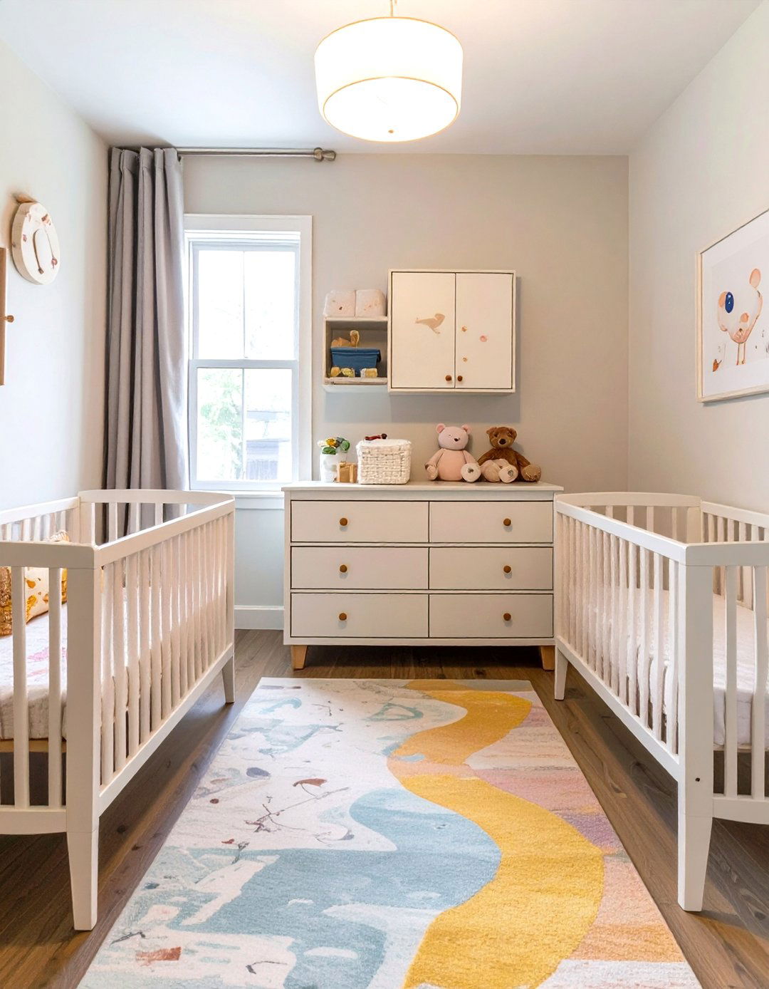 Shared Changing Station for Twins - 30 twin nursery ideas